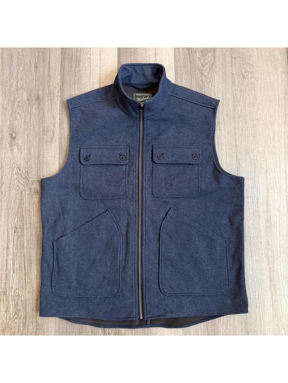 Woolrich Wool Vest Mens L Gray Full Zip Outdoor Hunting vest